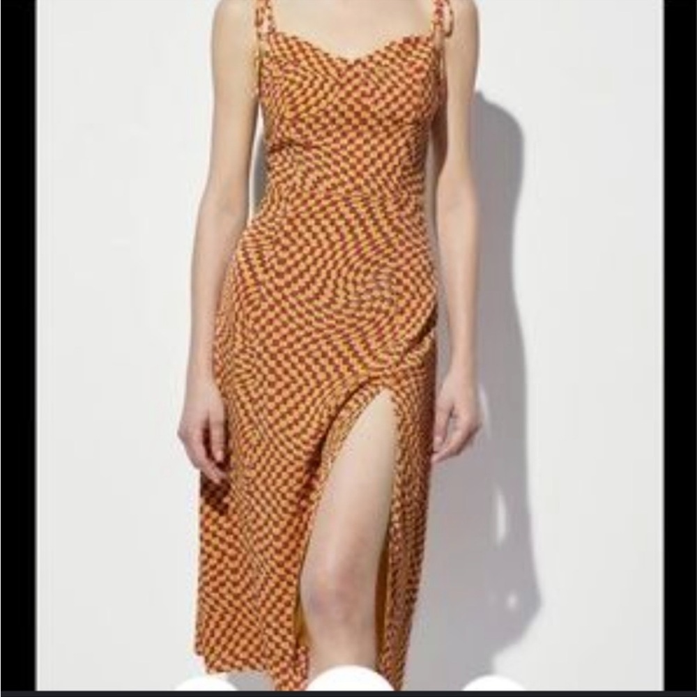 Commense Yellow and Pink Graphic Diamond Print Sundress. NWT